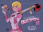  :o aqua_eyes artist_name blonde_hair bound breasts english fire gurihiru gwen_poole gwenpool leotard manga_(object) marvel mask mask_removed md5_mismatch multicolored_hair open_mouth pink_hair pouch reading rope signature small_breasts solo superhero sword tiara tied_up two-tone_hair upper_body weapon 