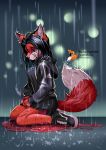  anthro behemoth89 blood canine clothed clothing female fox hi_res knife mammal raining red_eye&#039;s sad 
