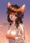  anthro behemoth89 blush canine clothed clothing female fox green_eyes hi_res looking_at_viewer mammal wet 