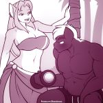  anthro bikini biped canine clothing digital_drawing_(artwork) digital_media_(artwork) duo female karma_faye male mammal marik_azemus34 monochrome pink_and_white skunk swimsuit tagme 