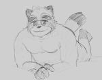  2018 anthro belly canine derbikerks male mammal moobs nipples slightly_chubby smile solo tanuki 