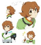  antenna_hair bodysuit brown_eyes brown_hair catgirl0926 closed_eyes expressions glasses hyakujuu-ou_golion multiple_views open_mouth pidge_gunderson pouty_lips profile reverse_trap serious short_hair smile v voltron:_legendary_defender 
