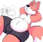  anthro boxer_briefs bulge canine clothing disembodied_hand elchilenito eyes_closed fox hands_behind_head male mammal nipples overweight overweight_male reclining simple_background solo toony underwear white_background 