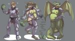  2018 anthro armor breasts claws clothing dragon egg female gender_transformation grey_background hair hand_on_stomach horn human human_to_anthro male mammal mtf_transformation nipples nude pregnant pussy reddishmaroon sequence short_hair simple_background solo standing surprise tail_growth torn_clothing transformation wings 