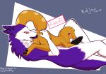  2018 absurd_res anal anthro anthro_on_anthro backsack balls blush brown_fur butt claws digital_media_(artwork) duo erection eyes_closed fur girly hi_res larger_male long_ears male male/male oral pawpads penis purple_fur ral raljoy red_eyes rimming rony sergal sex signature size_difference size_play smaller_male tojol tongue tongue_out 