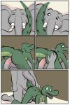  2018 all_fours alligator angie_(study_partners) anthro balls breasts butt butt_slap comic crocodilian doggystyle duo elephant eyes_closed fangs female from_behind_position green_eyes looking_back male male/female mammal on_top open_mouth penetration penis prehensile_penis ragdoll_(study_partners) reptile reverse_cowgirl_position scalie sex slap study_partners teeth thunderouserections tongue trunk tusks young 