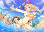  aimu_(senran_kagura) arm_up ayame_(senran_kagura) bare_shoulders bashou_(senran_kagura) bikini black_eyes black_hair blonde_hair breasts cleavage dark_skin day flower ginrei_(senran_kagura) green_hair hair_flower hair_ornament hair_ribbon happy kurohoro_(senran_kagura) large_breasts leo_(senran_kagura) long_hair multiple_girls navel official_art open_mouth palm_tree ponytail pool purple_eyes red_eyes ribbon senran_kagura senran_kagura_new_link short_hair souji_(senran_kagura) stomach swimsuit syuri_(senran_kagura) tree very_long_hair water white_hair yaegashi_nan yellow_bikini yuyaki_(senran_kagura) 