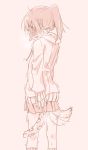  1girl akari_(raigou) blush ear_blush female from_behind original ponytail profile raigou skirt solo sweater tail trembling 