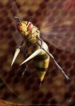  bee beedrill bug creature creatures_(company) deviantart_username english flying full_body game_freak gen_1_pokemon highres insect joshua_dunlop looking_at_viewer nintendo pokemon pokemon_(creature) red_eyes solo 