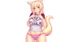  animal_ears blonde_hair catgirl erect_nipples fast-runner-2024 orange_eyes original panties striped_panties tail tiffy underwear white 