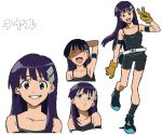  00s bike_shorts fang flat_chest gloves kiyal long_hair looking_at_viewer purple_hair smile tengen_toppa_gurren_lagann 