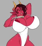  animated big_breasts bouncing_breasts breasts collar demon female horn horned_humanoid huge_breasts humanoid loop mcarson nipples not_furry pointy_ears red_nipples red_skin solo 