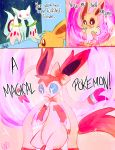  2013 ambiguous_gender canine comic crossover eevee eeveelution english_text fur group hi_res incubator_(species) kyubey mahou_shoujo_madoka_magica mammal nintendo parody pok&eacute;mon pok&eacute;mon_(species) sylveon text transformation unknown_artist video_games white_fur 