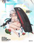  alternate_costume arm_support ass bangs bare_shoulders bikini black_ribbon blush braid breasts cleavage collarbone damaged eyebrows_visible_through_hair flower food fruit girls_frontline gun hair_flower hair_ornament hair_ribbon hand_up head_tilt holding_surfboard jacket keychain large_breasts long_hair long_sleeves looking_at_viewer lying official_art open_clothes open_jacket open_mouth red_eyes ribbon sandals shotgun shotgun_shells shotgun_speed_loader side-tie_bikini silver_hair skindentation solo spas-12 spas-12_(girls_frontline) splatter strap swimsuit terras thighs torn_clothes twintails watermelon wavy_hair weapon 