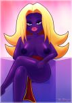  big_breasts breasts clothing dress female hair hi_res humanoid jynx large_hips lips long_hair makeup nintendo nipples not_furry pok&eacute;mon pok&eacute;mon_(species) sirredbenjamin sitting solo video_games 