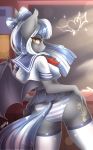  &lt;3 2018 absurd_res anthro bat_pony bat_wings bedroom_eyes blue_hair breasts butt chalkboard classroom clothed clothing clothing_lift cute cutie_mark equine eyebrows eyelashes fan_character female hair half-closed_eyes hand_on_hip hi_res inside legwear looking_at_viewer looking_back mammal membranous_wings miniskirt multicolored_hair my_little_pony panties portrait pose rear_view school school_uniform seductive side_boob signature skirt skirt_lift slit_pupils smile solo sparklyon3 standing stockings striped_panties stripes thigh_highs three-quarter_portrait two_tone_hair underwear uniform white_hair wings yellow_eyes 