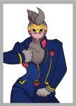  avian bird cockatiel cockatoo cosplay fastfooddemon giorno_giovanna jojo&#039;s_bizarre_adventure male parrot simple_background solo wren_(character) 