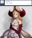  alternate_costume blonde_hair bravely_default_(series) breasts cape dress gzei hat jewelry long_hair looking_at_viewer octopath_traveler ophilia_(octopath_traveler) simple_background smile solo 
