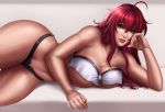  1girl breasts flowerxl green_eyes high_school_dxd large_breasts long_hair red_hair rias_gremory shorts solo underwear 