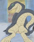  2018 bed butt claws cobra curtains digital_drawing_(artwork) digital_media_(artwork) dragonsaviour fangs female forked_tongue looking_at_viewer pussy rattlesnake reptile scalie sethrak smoke snake tongue video_games warcraft wet 