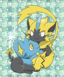  2018 3_toes ambiguous_gender anthro blue_eyes claws duo enon fur nintendo pok&eacute;mon pok&eacute;mon_(species) shinx toe_claws toes video_games whiskers yellow_eyes zeraora 