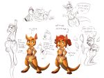  2018 alt angry anthro arthropod belt bottomless clothed clothing concept_art didgitgrade donut-toast dragon dragonfly eyelashes female green_eyes hair horn insect jumping kangaroo kick mammal marsupial paws pouch red_hair sheila_(spyro) simple_background sketch smile spyro spyro_the_dragon video_games white_background wings 