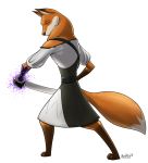  anthro armello badroy black_nose bracelet canine clothed clothing corruption dipstick_tail female fox glowing jewelry looking_at_viewer mammal melee_weapon multicolored_tail purple_eyes scarlet_(armello) solo sword weapon 