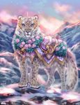  2018 ambiguous_gender day detailed_background digital_media_(artwork) feline feral fur looking_at_viewer mammal outside paws purple_eyes sky solo standing tatchit whiskers white_fur 