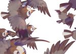  commentary_request flying from_side gen_4_pokemon highres no_humans pokemon pokemon_(creature) simple_background starly tunapon01 white_background 