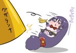  absurdly_long_hair absurdres black_legwear blush bodysuit check_translation chibi commentary_request eyebrows_visible_through_hair falling fate/grand_order fate_(series) highres jitome long_hair low-tied_long_hair minamoto_no_raikou_(fate/grand_order) neck_ribbon parted_lips pelvic_curtain puffy_short_sleeves puffy_sleeves purple_eyes purple_hair red_neckwear red_ribbon rei_(rei_rr) ribbon sash short_sleeves simple_background solo tears thighhighs translation_request very_long_hair white_background 