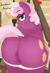  &lt;3 ... 2018 absurd_res an-tonio anthro anus bedroom_eyes bent_over butt cheerilee_(mlp) clothing collaboration cutie_mark dialogue dock earth_pony english_text equine eyebrows eyelashes female friendship_is_magic green_eyes half-closed_eyes hi_res horse inside inviting lamp looking_at_viewer looking_back mammal mature_female my_little_pony nude panties panties_down pony pose presenting presenting_hindquarters presenting_pussy pussy rear_view seductive solo stairs talking_to_viewer text tolpain underwear undressing 