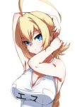  1girl ahoge blazblue blonde_hair blue_eyes braid breasts es_(xblaze) hair_between_eyes hair_ornament huge_ahoge kaname_nagi large_breasts long_hair single_braid xblaze xblaze_code:_embryo 