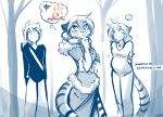  2018 ? age_difference anthro clothed clothing daughter feline female flora_(twokinds) fur group hi_res human jewelry keidran looking_aside male mammal mature_female money monochrome mother necklace parent ponytail pregnant simple_background sketch smile smirk striped_fur stripes thinking thought_bubble tiger tom_fischbach trace_legacy twokinds webcomic white_background 