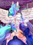  2018 absurd_res anal anthro cutie_mark dialogue dock duo english_text equine feathered_wings feathers friendship_is_magic hair hi_res horse incest intersex kuroran long_hair mammal multicolored_hair my_little_pony pony princess princess_celestia_(mlp) princess_luna_(mlp) royalty sex sibling sister text wings 