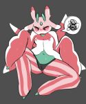  anthro anthrofied aroused arthropod blush breasts clothed clothing female front_view frustrated full-length_portrait grey_background looking_down lurantis nintendo nipples noseless open_mouth panties pink_eyes pink_nipples pink_skin pok&eacute;mon pok&eacute;mon_(species) portrait pussy_juice rainbowsprinklesart simple_background sitting solo speech_bubble spread_legs spreading topless underwear video_games wet_panties 