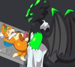  2_tails anthro bui buizel bulge cum cum_inflation dragon feathers how_to_train_your_dragon inflation lab_coat male male/male multi_tail night_fury nintendo pok&eacute;mon pok&eacute;mon_(species) sex shadow_darkscale slimefur table video_games 
