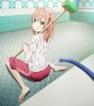  green_eyes highres hose nanahashi_minori one_room orange_hair screencap stitched third-party_edit twintails wet wet_clothes 
