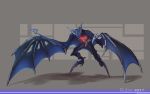  2017 ambiguous_gender animal_humanoid armor bat bat_ears bat_nose bat_wings bionicle blue_body claws digital_drawing_(artwork) digital_media_(artwork) feral grey_background humanoid just-rube lego machine makuta mammal membranous_wings pointed_feet robot rube simple_background standing vampire vamprah winged_arms wings 