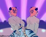  3boys animated animated_gif ass buttjob erection grinding highres magnta male_focus multiple_boys muscle nude orange_hair outdoors penis sex short_hair smile stage tail tiger_dancer_(zootopia) underwear wince yaoi zootopia 