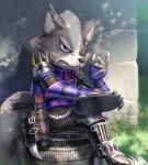  2018 anthro canine clothed clothing digital_media_(artwork) eye_patch eyewear fur gonzarez1938 hi_res male mammal nintendo star_fox video_games wolf wolf_o&#039;donnell 