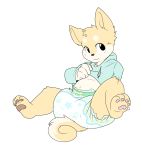  anthro cat clothing cub cuddlehooves diaper feline hi_res hoodie looking_at_viewer male mammal simple_background sitting solo white_background young 