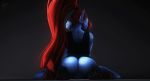  anthro blue_skin boots bottomless butt clothed clothing female fish footwear from_behind_(disambiguation) hair lamoz571 long_hair marine muscular muscular_female ponytail pussy red_hair shirt solo tank_top undertale undyne video_games 