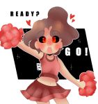  1girl baldi&#039;s_basics_in_education_and_learning blush breasts brown_hair cheerleader dancing heart loli looking_at_viewer miniskirt open_mouth playtime ponytail red_eyes short_hair skirt small_breast solo 