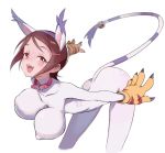  1girl breasts cat_girl cosplay digimon gloves large_breasts smile tail tailmon toku_(ke7416613) yagami_hikari 