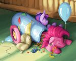 2018 bag balloon cannon confetti da-exile duo earth_pony equine eyelashes eyes_closed female feral floppy_ears flour friendship_is_magic hair hi_res hooves horn horse inside lying mammal multicolored_hair my_little_pony nude pink_hair pinkie_pie_(mlp) pony ranged_weapon sleeping streamers twilight_sparkle_(mlp) unicorn weapon 