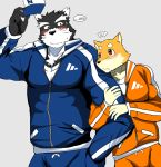  2017 5_fingers anthro bearlovestiger13 black_nose blush canine clothed clothing dog duo fully_clothed hat male mammal natsume_(tooboe_bookmark) nitobe tooboe_bookmark tuft 
