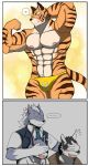  &lt;3 2016 5_fingers abs anthro bearlovestiger13 biceps black_nose canine clothed clothing feline fur gou_(character) group himitsuri_no_lagoon kuugo_(character) male mammal muscular muscular_male nipples one_eye_closed open_mouth pecs seiya striped_fur striped_tail stripes teeth tiger tongue tongue_out topless wolf 