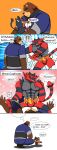  &lt;3 2016 5_fingers abs anthro bear bearlovestiger13 black_nose blush claws duo english_text incineroar juuichi_mikazuki litten male mammal morenatsu muscular muscular_male nintendo pecs pok&eacute;mon pok&eacute;mon_(species) red_nose striped_tail stripes text tongue tongue_out video_games 