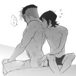  2boys abs aftersex back_kiss bite_marks cum cum_in_ass hickey hug hug_from_behind hyakujuu-ou_golion keith_(voltron) kiss male male_focus monochrome multiple_boys pain scar scars size_difference takashi_shirogane voltron voltron:_legendary_defender wounded yaoi 