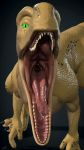  2018 3d_(artwork) absurd_res digital_media_(artwork) dinosaur gaping_mouth hi_res kysol male mouth_shot saliva scalie solo teeth vore whiteperson 